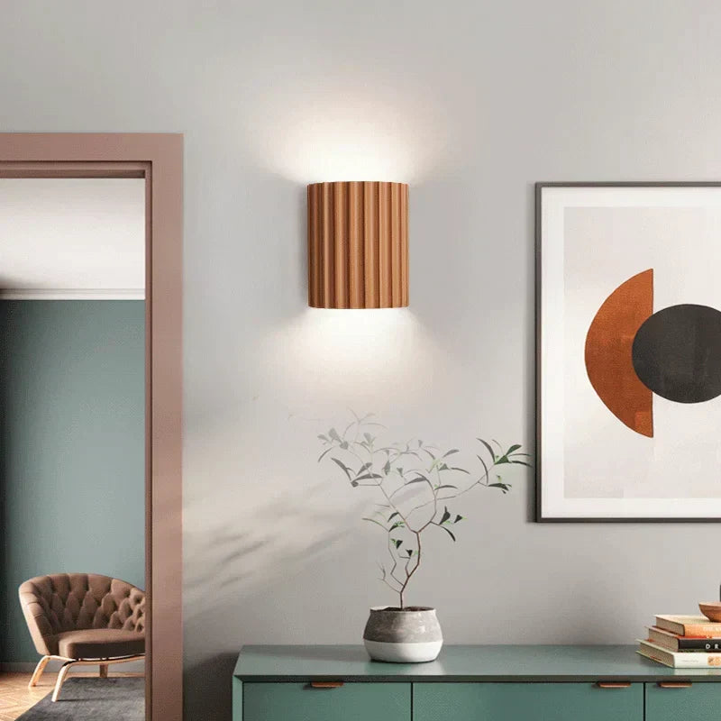 Modern resin wall lamp, stylish design for elegant home decor & ambient lighting. Perfect for indoor spaces.
