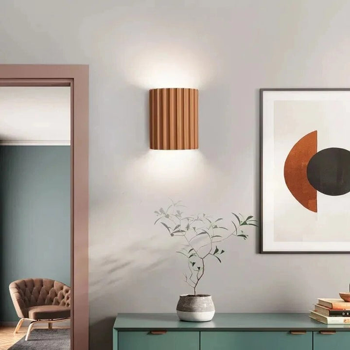 Bedroom modern resin wall lamp, a stylish LED fixture for soft ambient lighting & contemporary home decor.