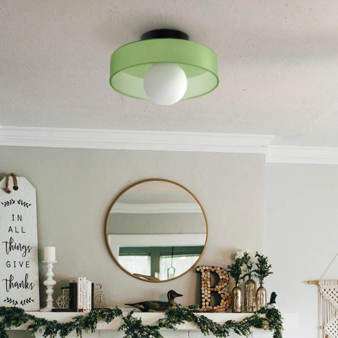 Flush mount round ceiling light, modern fixture for stylish home decoration.