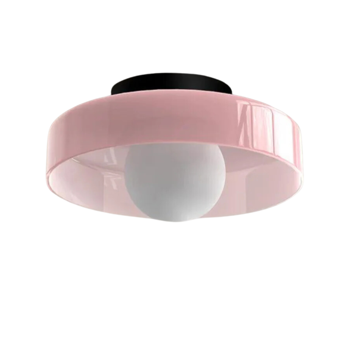 Stylish round glass ceiling lamp, contemporary fixture for kitchen & living room.