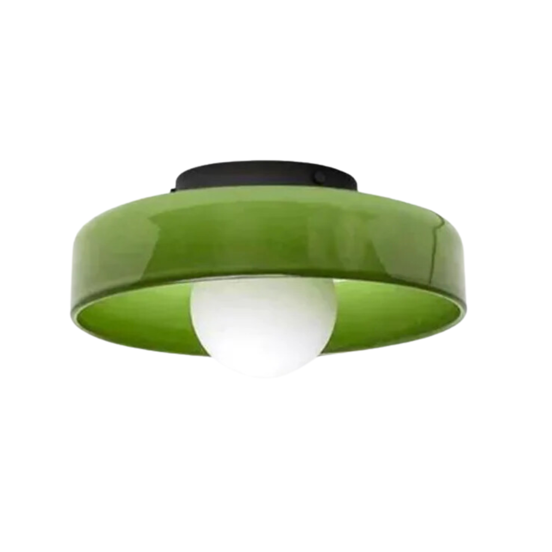 Sleek flush mount round ceiling light, perfect for modern home decor & hallway.