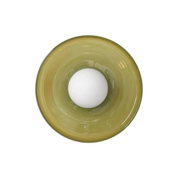 Modern round glass ceiling lamp, decorative & functional for interior design.