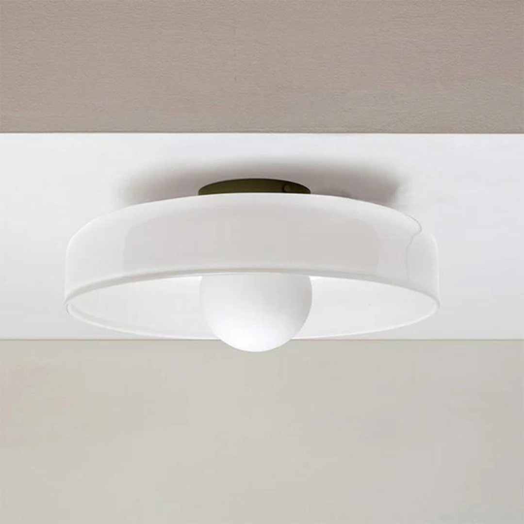 Contemporary round ceiling light, elegant fixture for sophisticated home lighting.