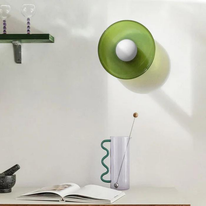 Flush mount round glass ceiling lamp, decorative light for modern hallways.