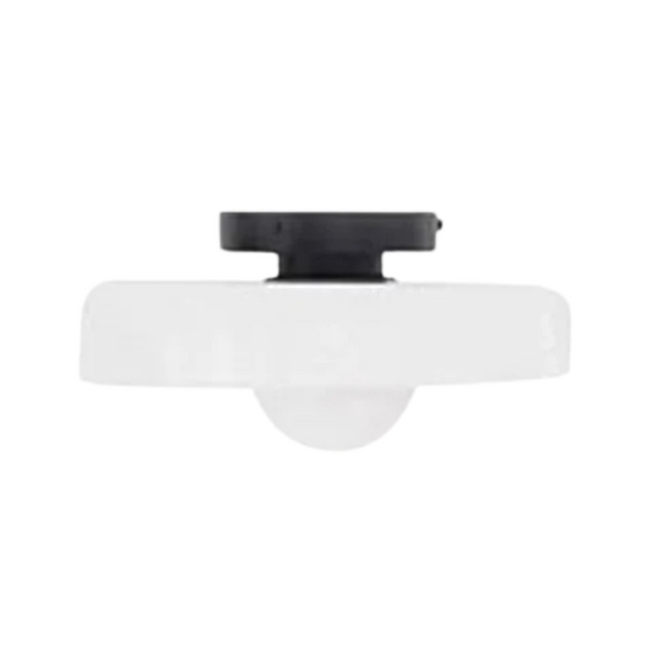 Elegant round ceiling light, flush mount glass design enhances home ambiance.