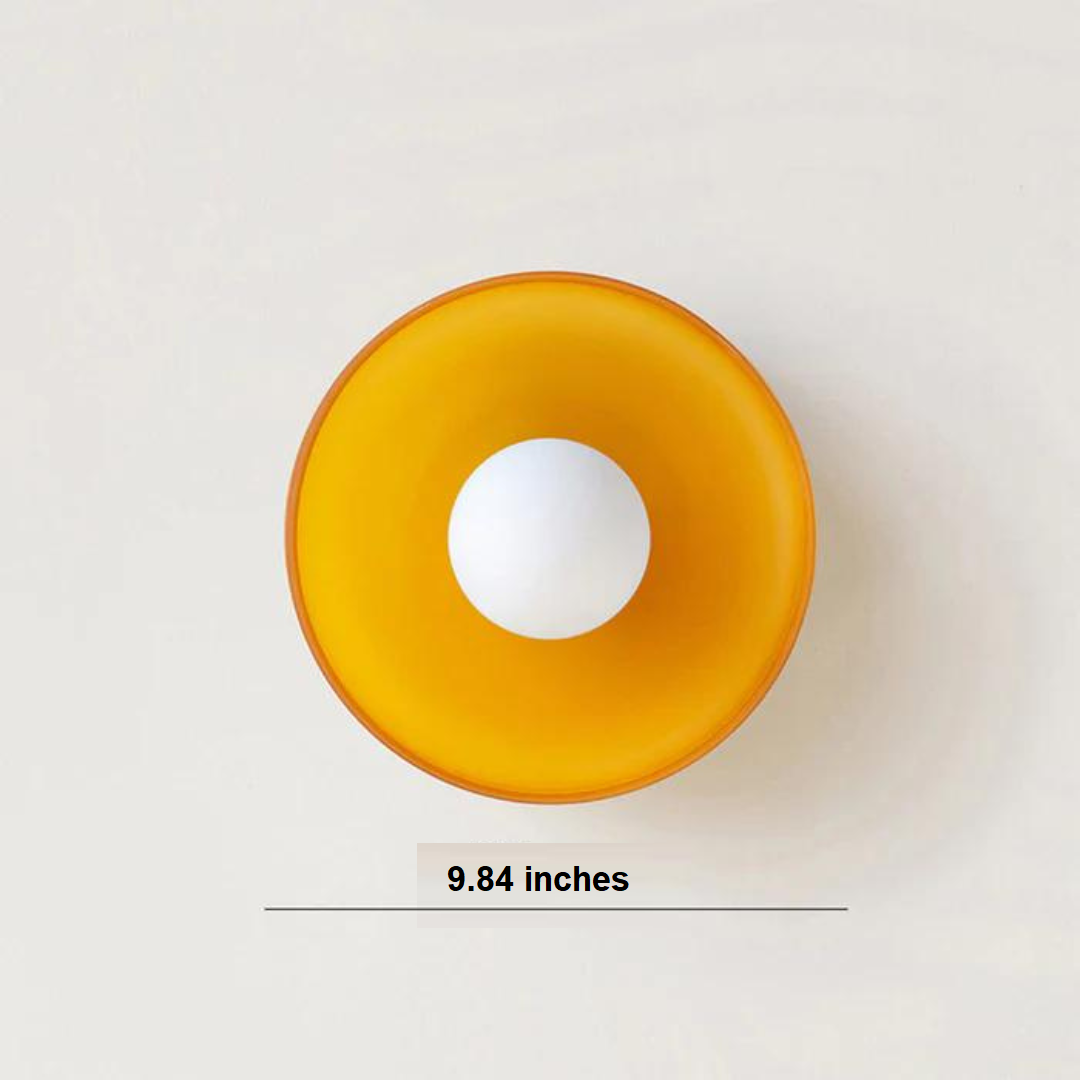 Round glass ceiling lamp, modern lighting adds elegance to home decor.