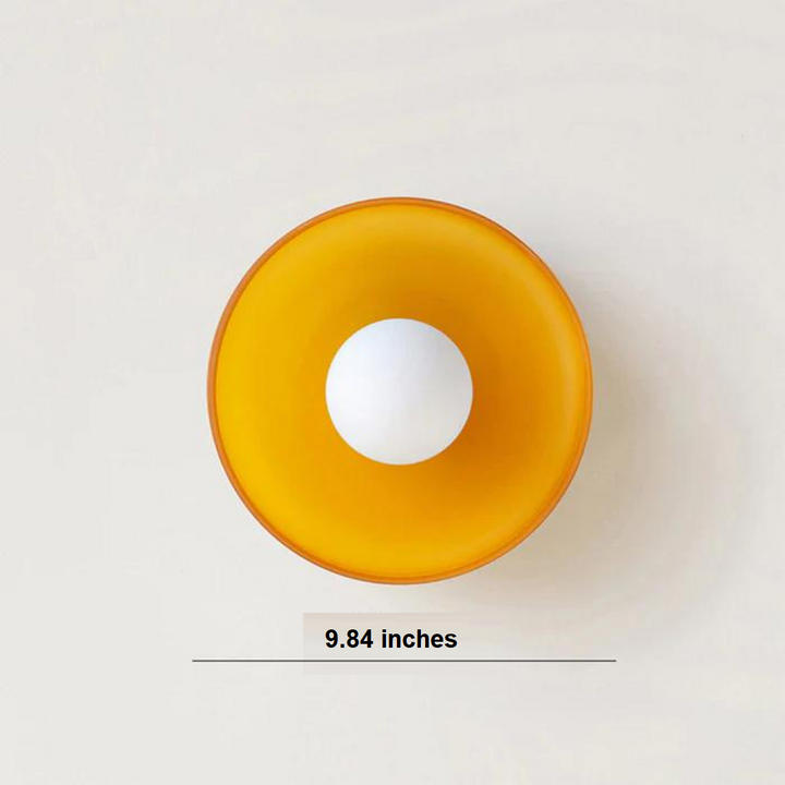 Round glass ceiling lamp, modern lighting adds elegance to home decor.