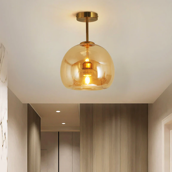 Minimalist black round LED ceiling fixture, Aurelia, a modern decorative lighting solution.