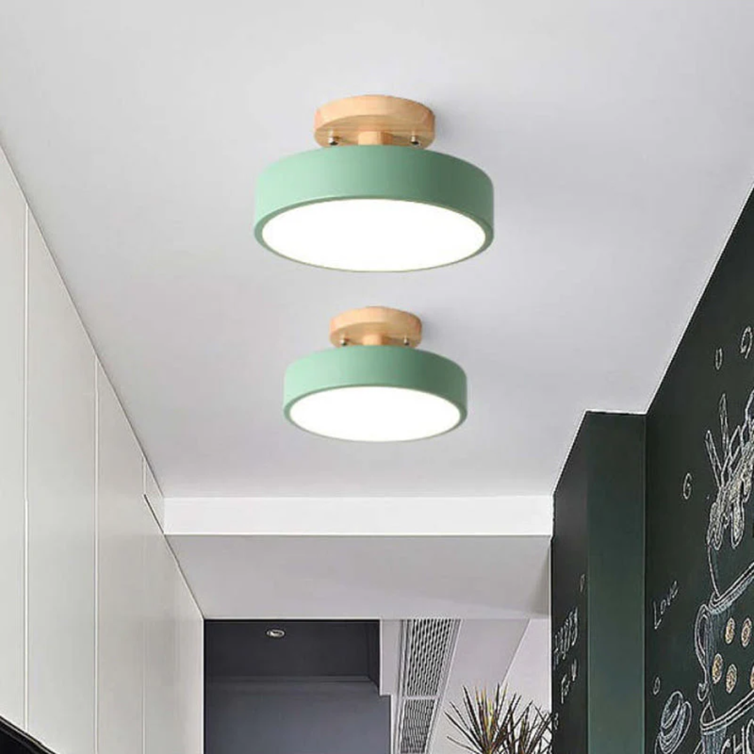 Decorative Nova LED round ceiling light, adds a modern touch to home interiors.