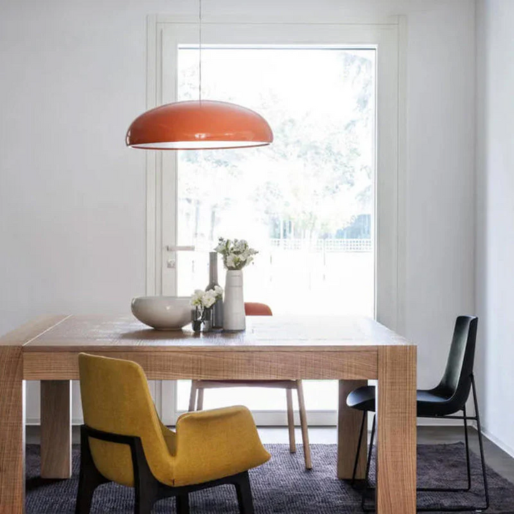 Bright round LED pendant lamp, providing modern & energy-efficient indoor illumination for any room.