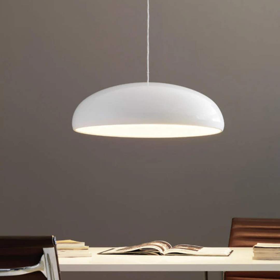 Designer modern round LED pendant lamp, premium quality for stylish home lighting & decor.