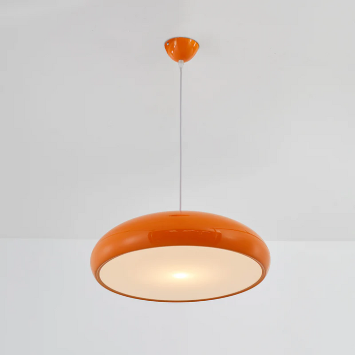 Stylish modern round LED pendant lamp, energy-efficient contemporary indoor lighting solution.