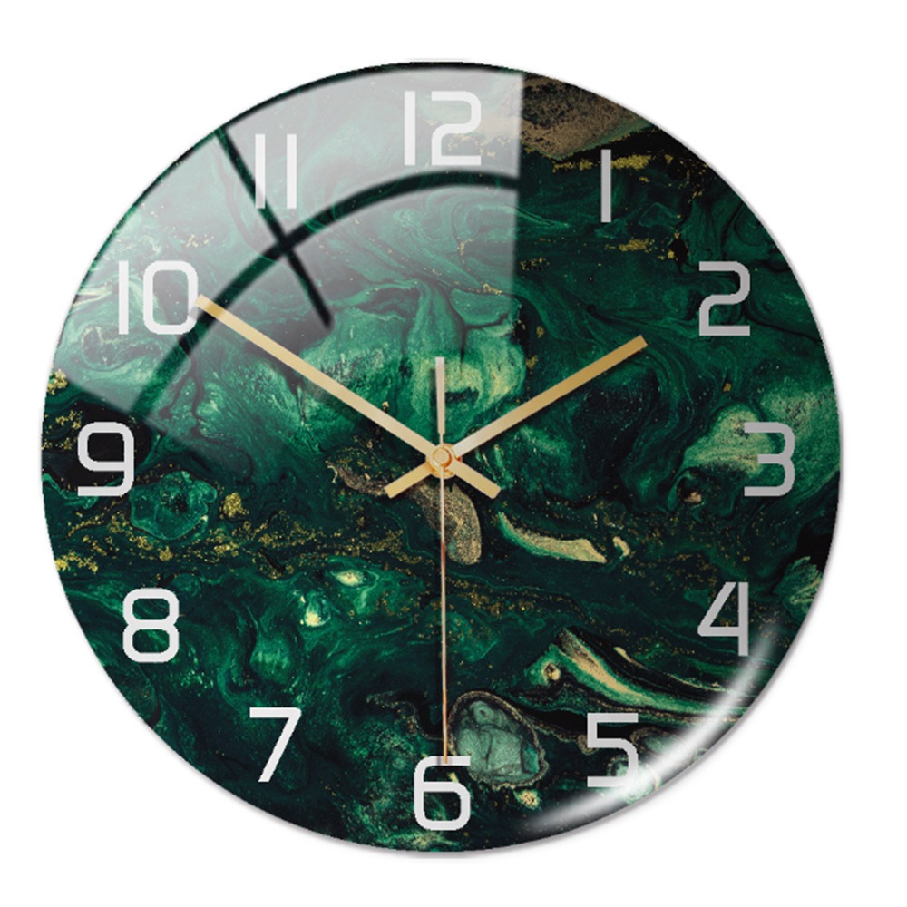 Silent faux marble round wall clock, a chic accent for living room or bedroom.