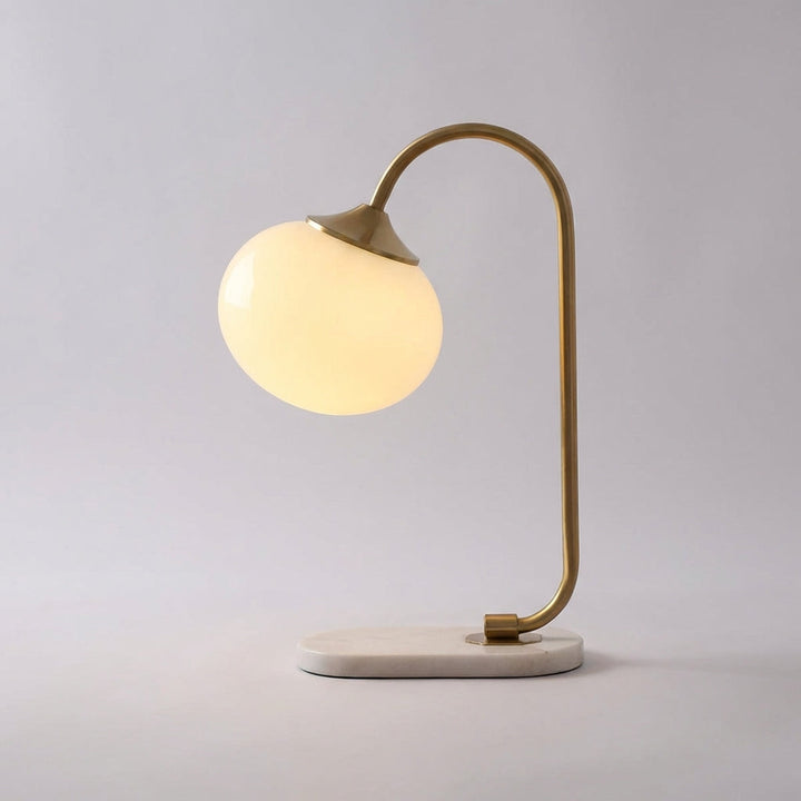 Melluma Modern Rounded Table Lamp, decorative glass and metal fixture