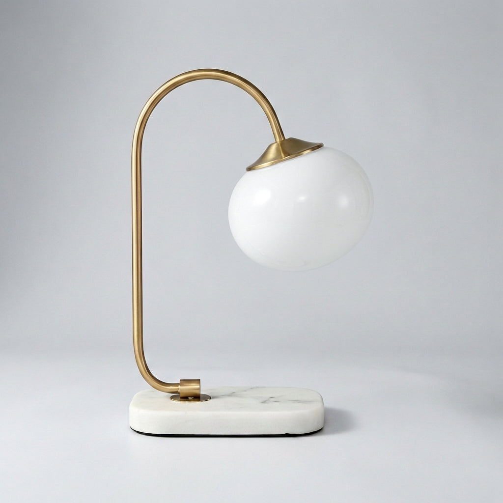 Stylish Melluma modern rounded table lamp providing soft ambient lighting, suitable for any modern interior.