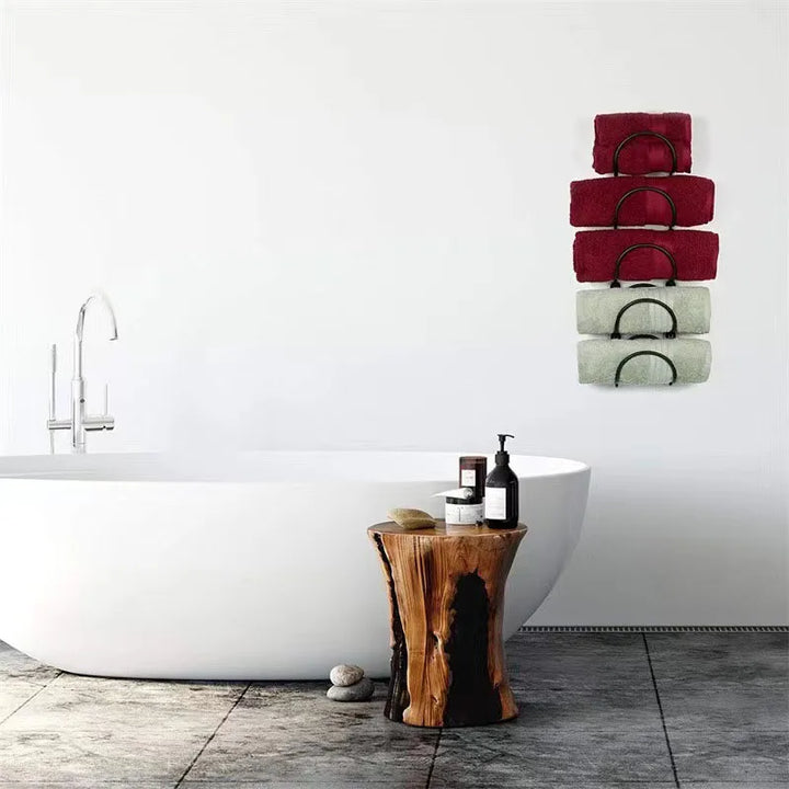 Elegant wall mounted towel organizer, perfect home decor & storage for any modern bathroom.