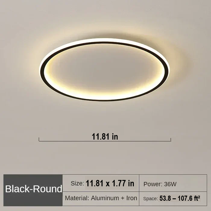 Elegant round LED ceiling lamp, Scandinavian design for bright interior lighting.
