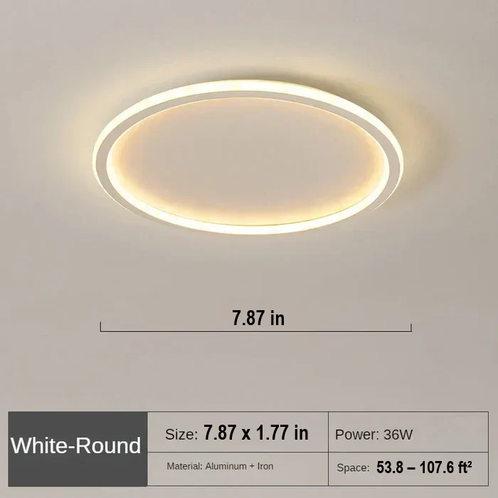 Flush mount round LED ceiling lamp, ideal for a sleek, modern Scandinavian look.
