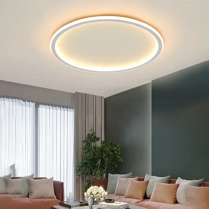 Minimalist flush mount LED ceiling light, perfect for Scandinavian interiors.