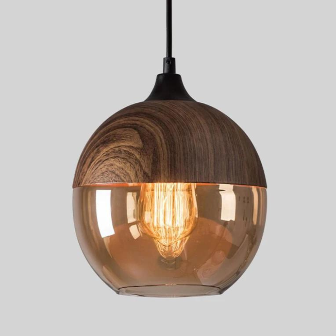 Wooden ceiling lamp with adjustable height, a functional Nordic design piece.