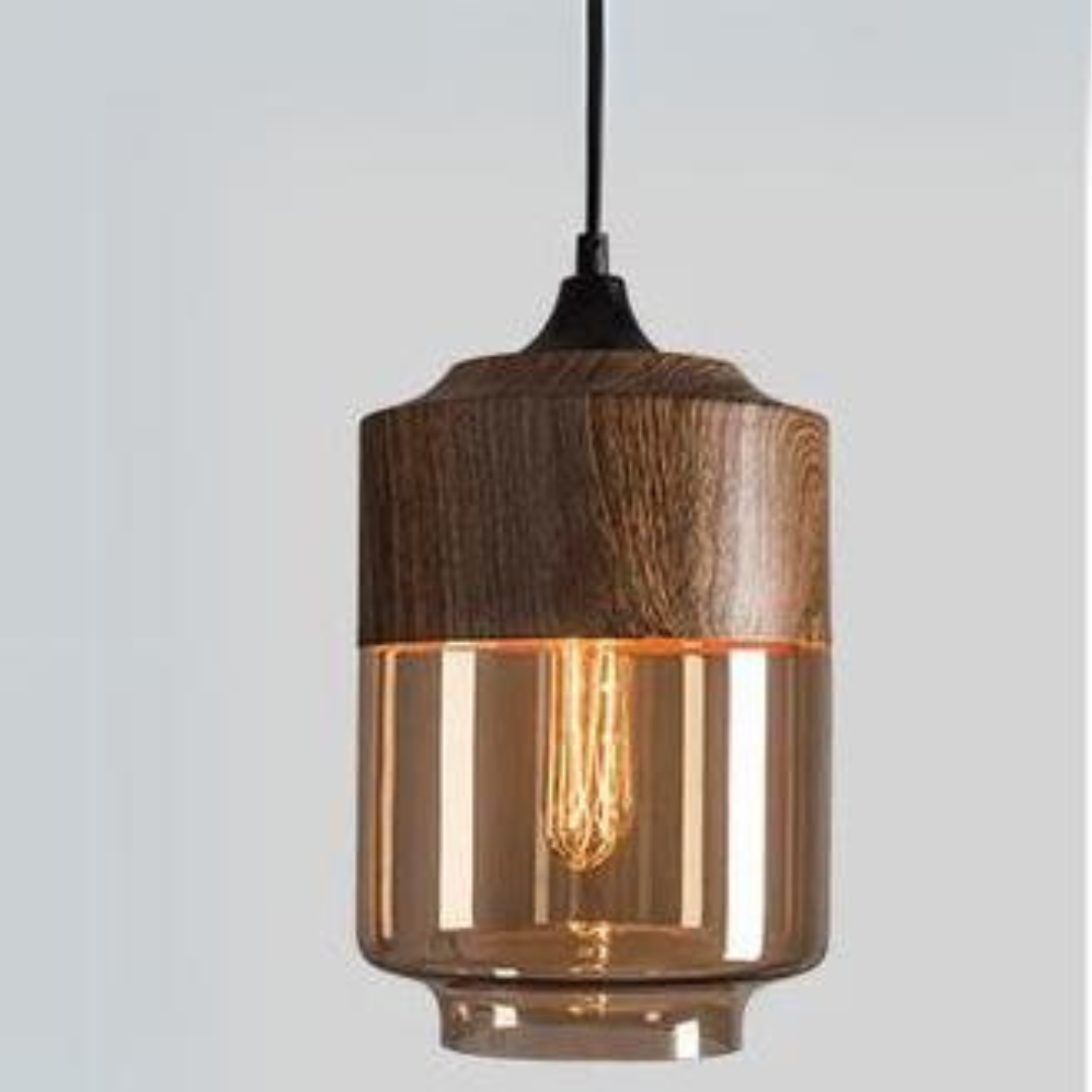 Modern wooden ceiling lamp, ideal for kitchens, dining rooms, or living areas.
