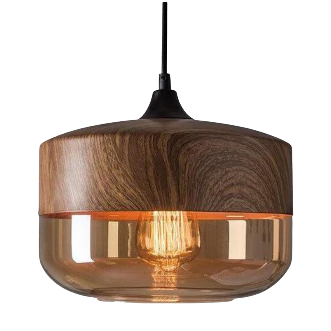 Elegant Nordic design wooden pendant light, enhancing contemporary home decor.