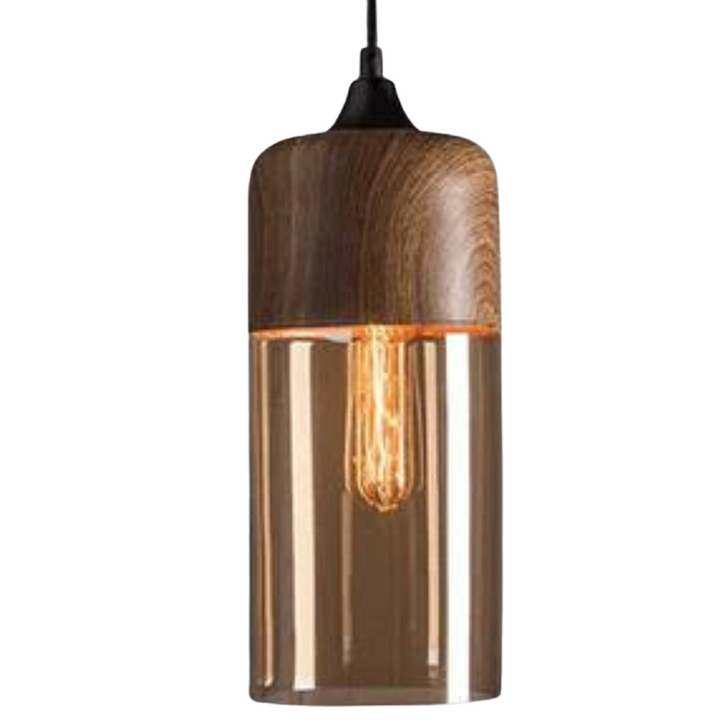 Natural wood ceiling lamp, showcasing minimalist Nordic design and warmth.