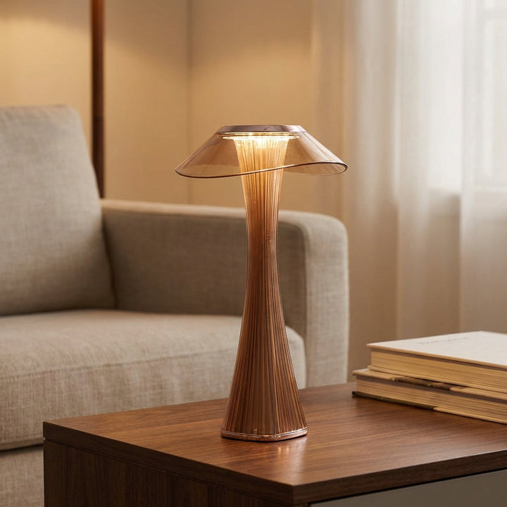 Modern sculpted accent lamp, Eclarae rechargeable table lighting, contemporary home decor