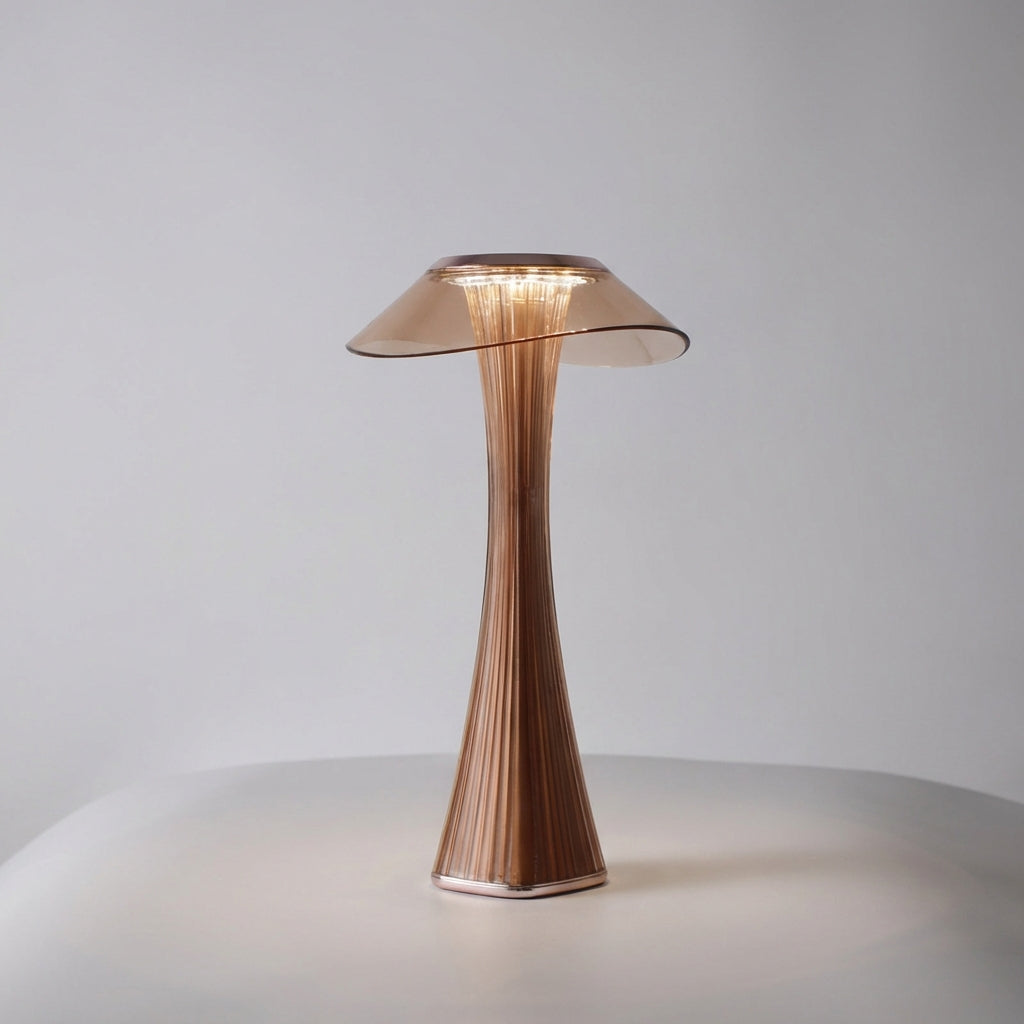 Eclarae modern cordless lamp, ambient lighting for bedrooms, sculpted accent table lamp