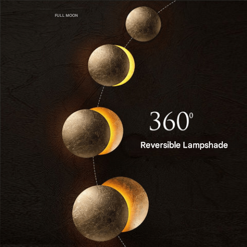 Contemporary gold metallic wall lamp, designed as a solar eclipse for unique home lighting.