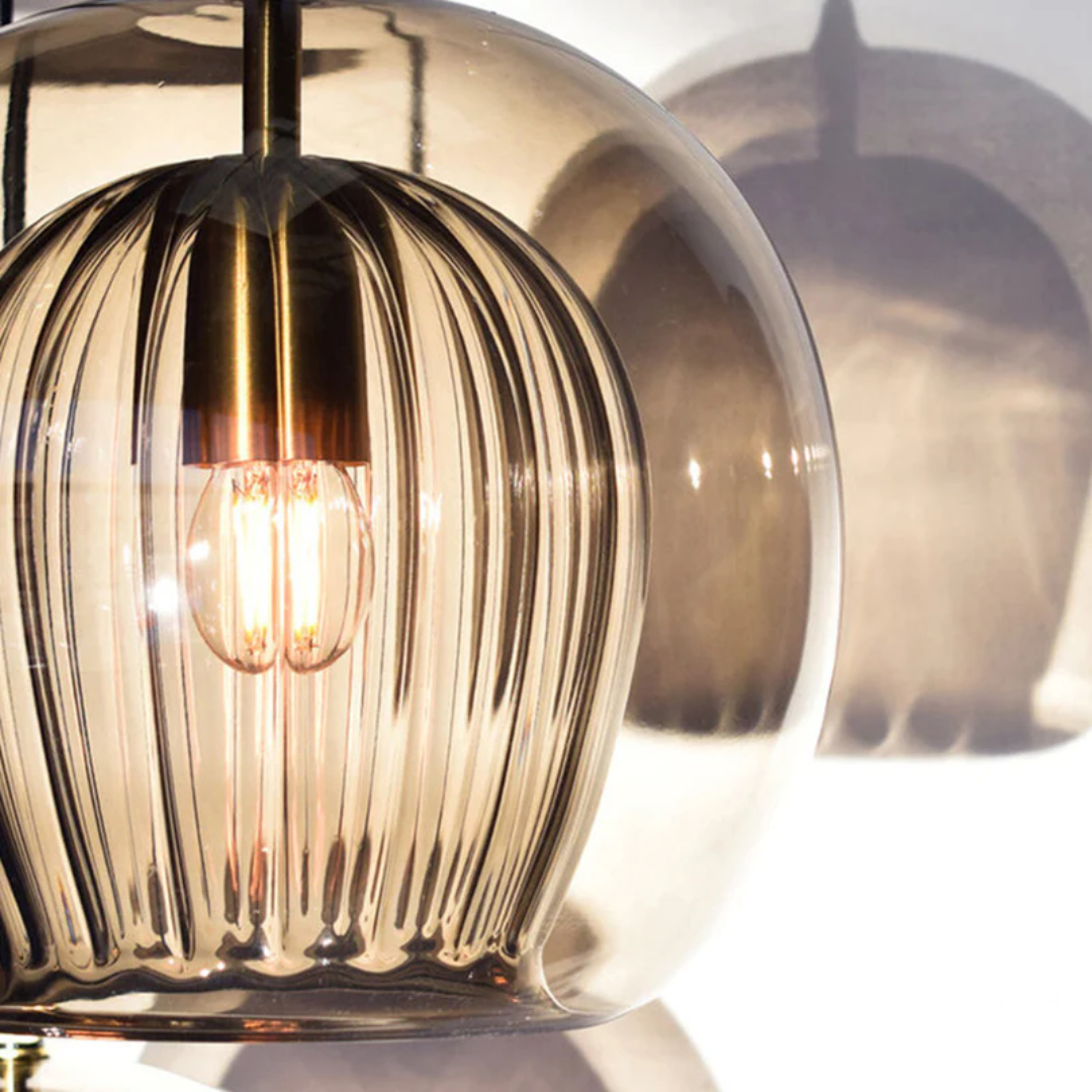 Contemporary Aurora Sphere LED pendant light, modern ceiling fixture for stylish living room decor.
