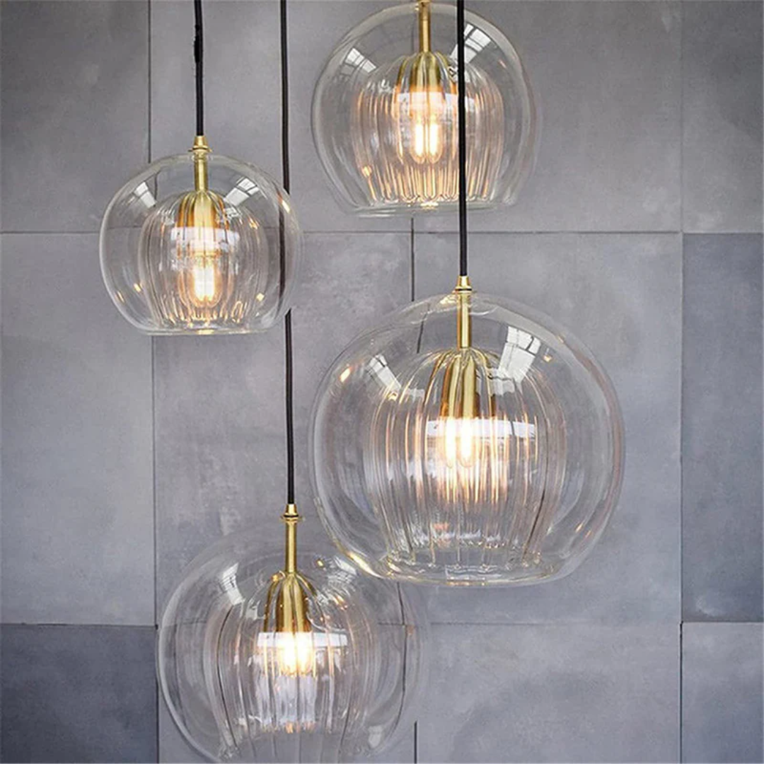 Minimalist spherical LED pendant light, Aurora Sphere, modern design for contemporary indoor spaces.
