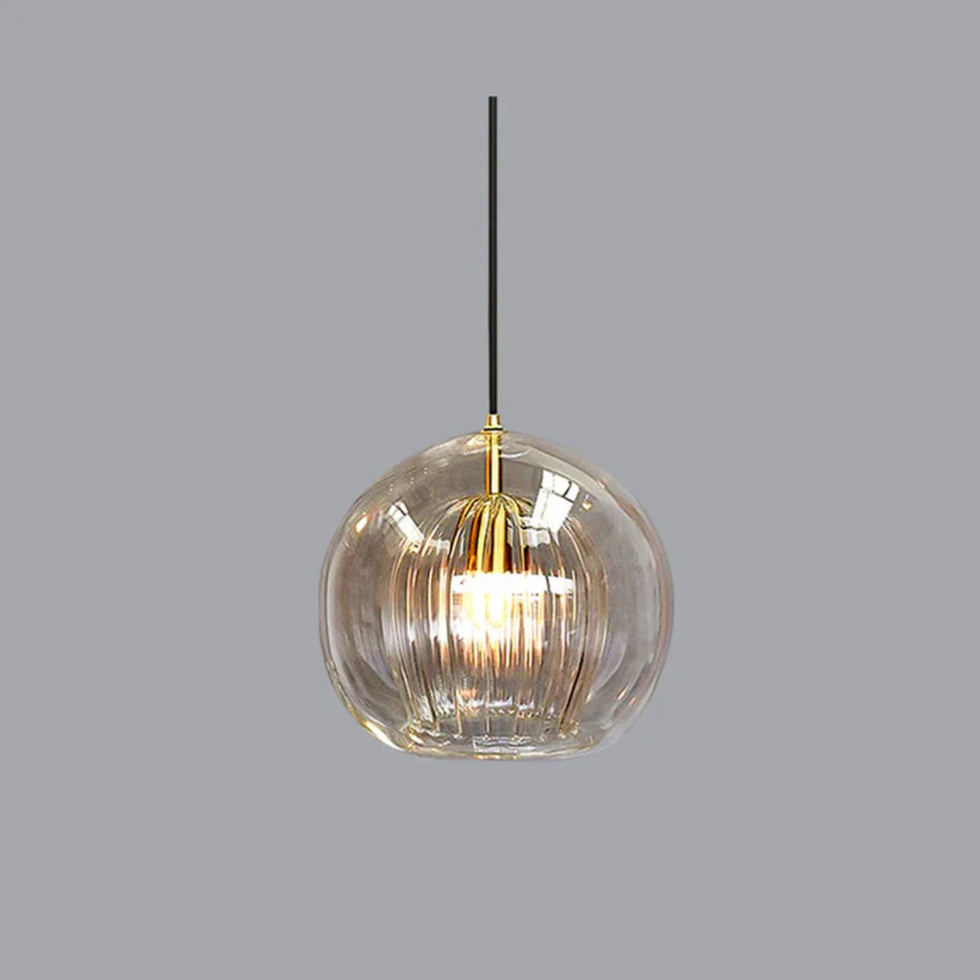 Stylish spherical LED pendant light, Aurora Sphere, modern indoor lighting for any contemporary room.