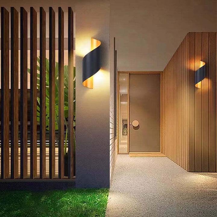 Energy-efficient LED spiral wall lamp, modern accent lighting for any space.