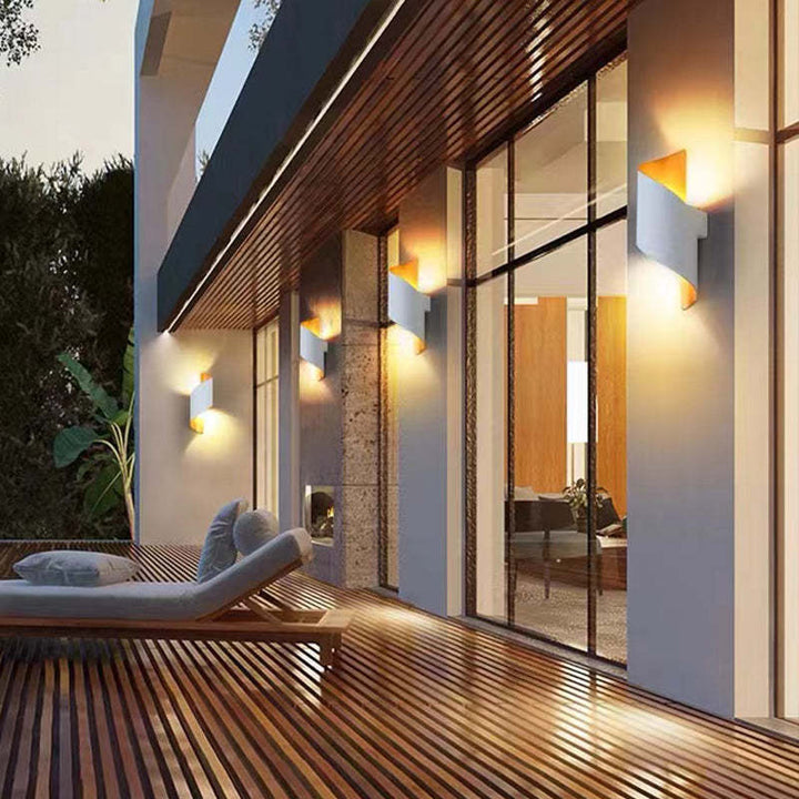 Indoor & outdoor TwistLight, modern spiral LED wall light, stylish home decor.