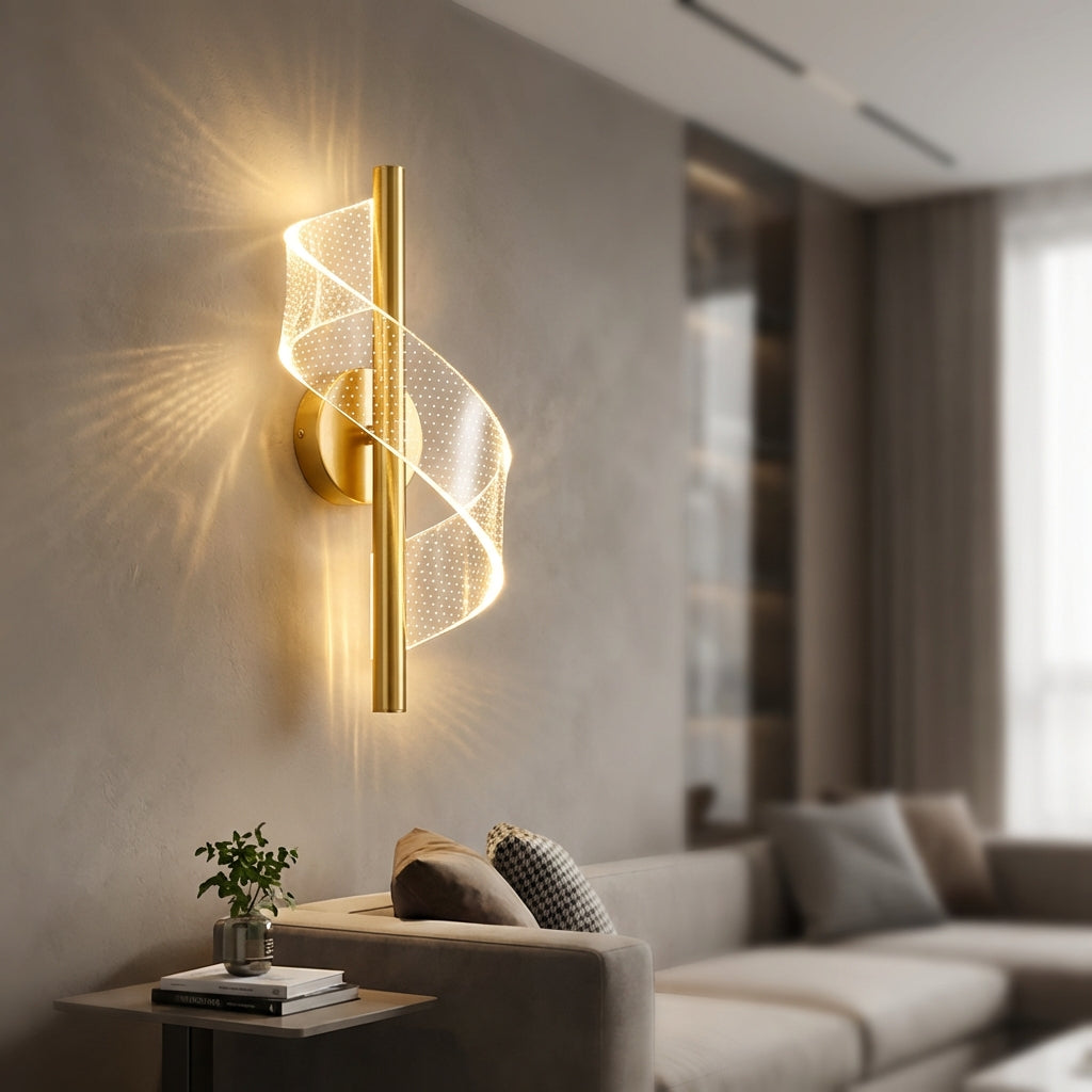 Modern spiral LED wall sconce by Virello, elegant lighting for contemporary home decor