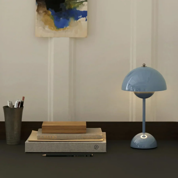 Minimalist modern table lamp, touch activated with integrated LED lighting. A chic addition to any decor.