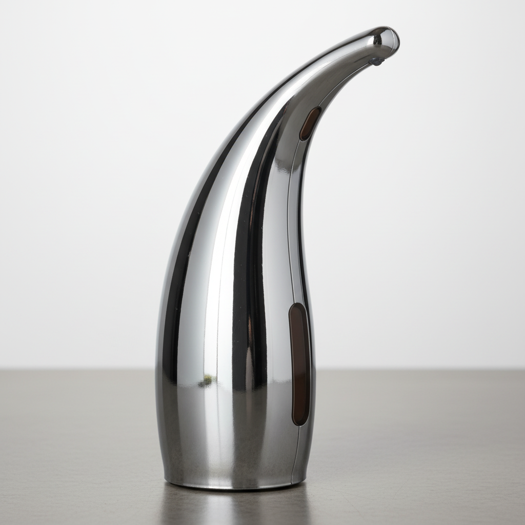 Automatic liquid soap dispenser with sensor, promoting hygiene in modern bathroom, kitchen, and office spaces.