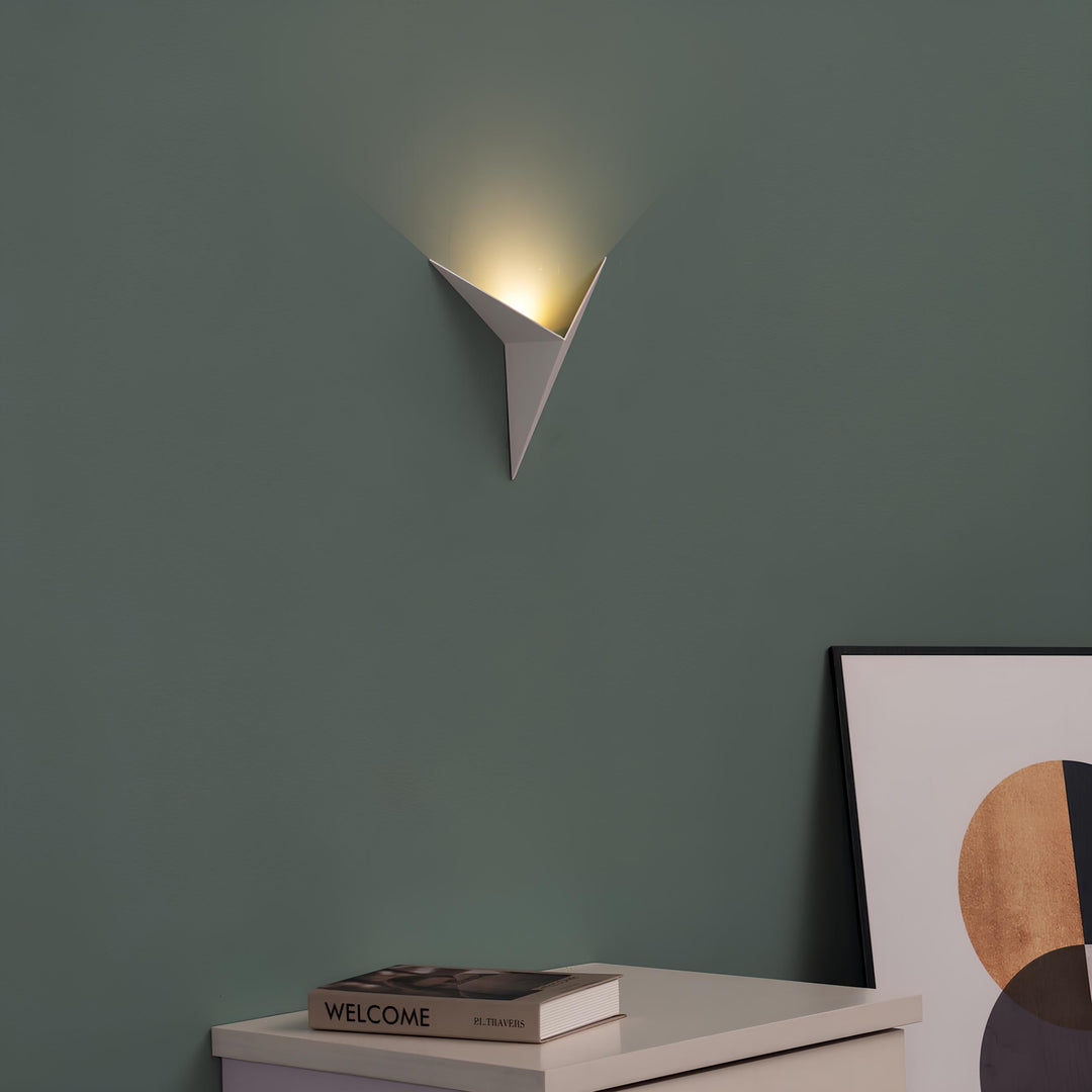 Clean-lined triangular LED wall lamp, minimalist and perfect for modern homes