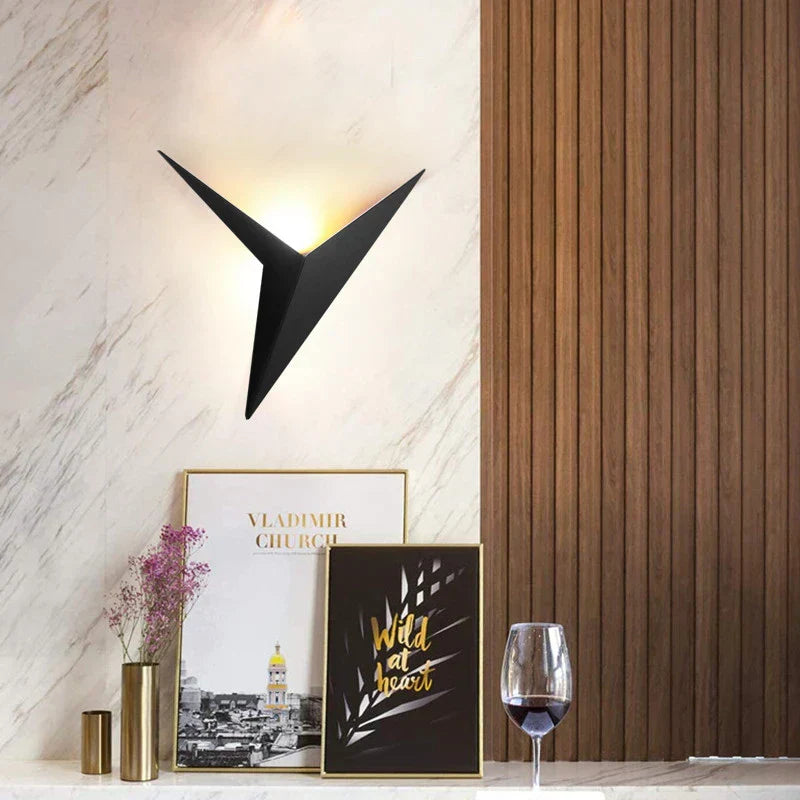 Energy-efficient LED wall lamp, triangular shape, perfect for indoor lighting