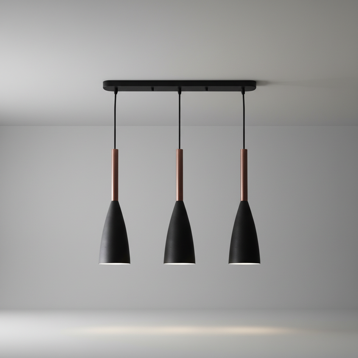Nordic design triple ceiling light. Adjustable pendant for modern decor and home lighting.