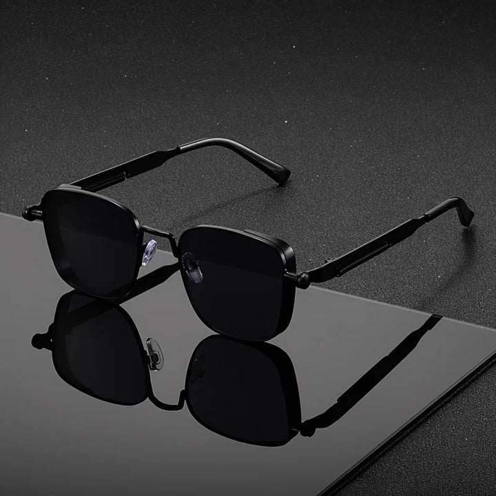 Trendy gold square frame sunglasses, unisex, providing full UV400 eye protection and a modern fashion look.