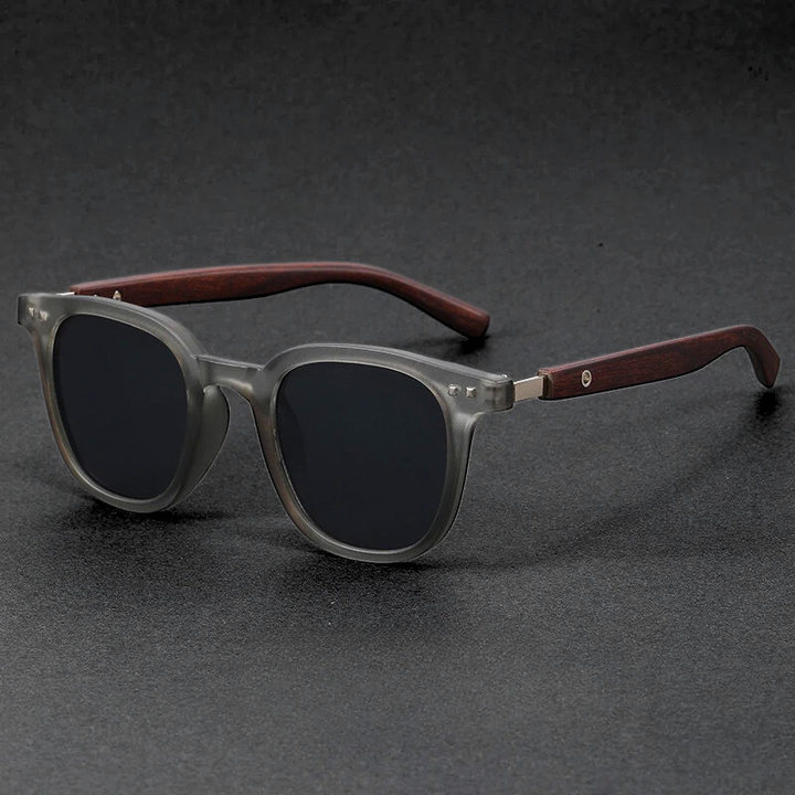 Sleek unisex shades featuring UV protection, scratch-resistant lenses, and unique wood arms.