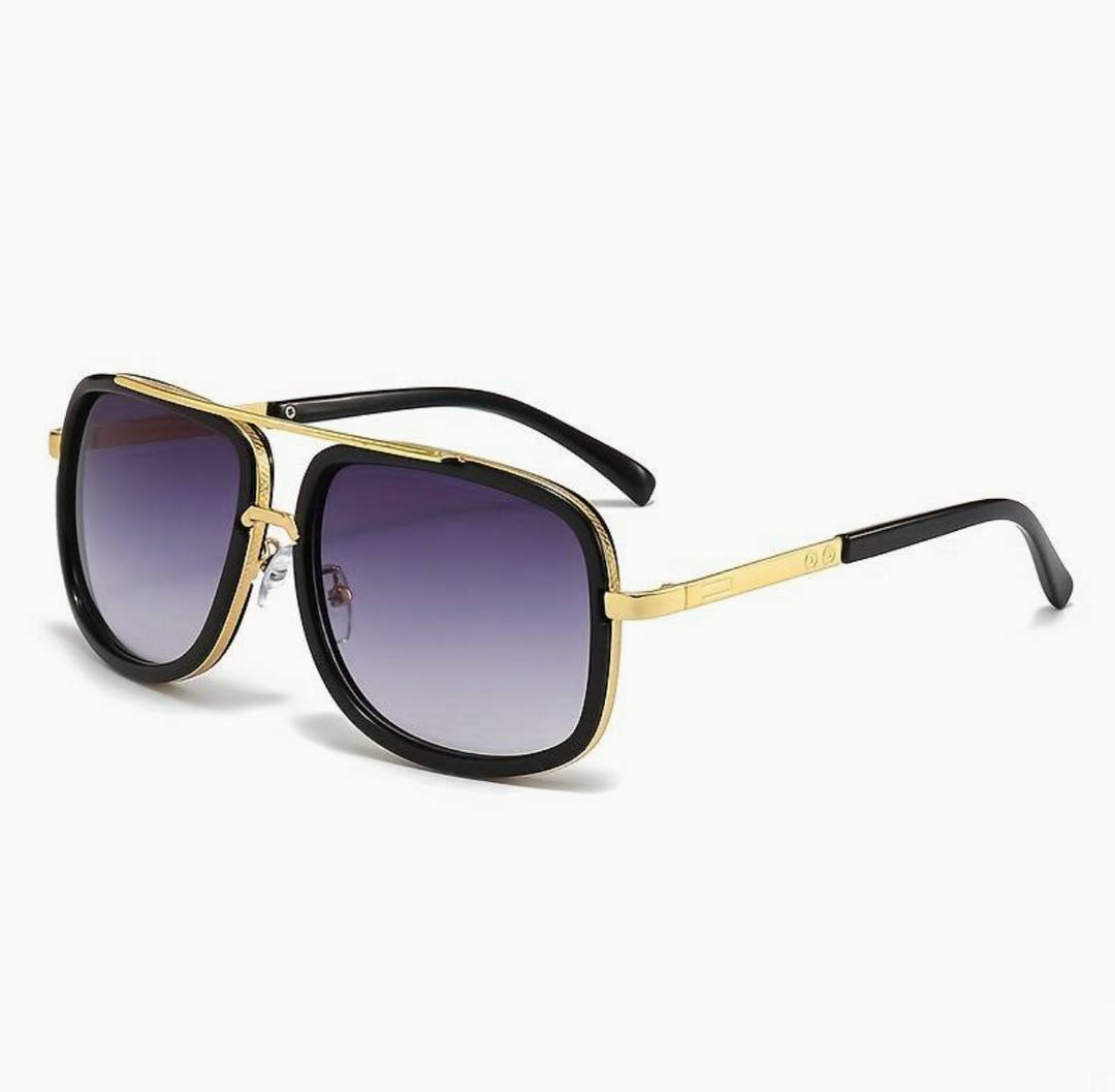 Black-framed unisex sunglasses with UV400, ideal for outdoor activities