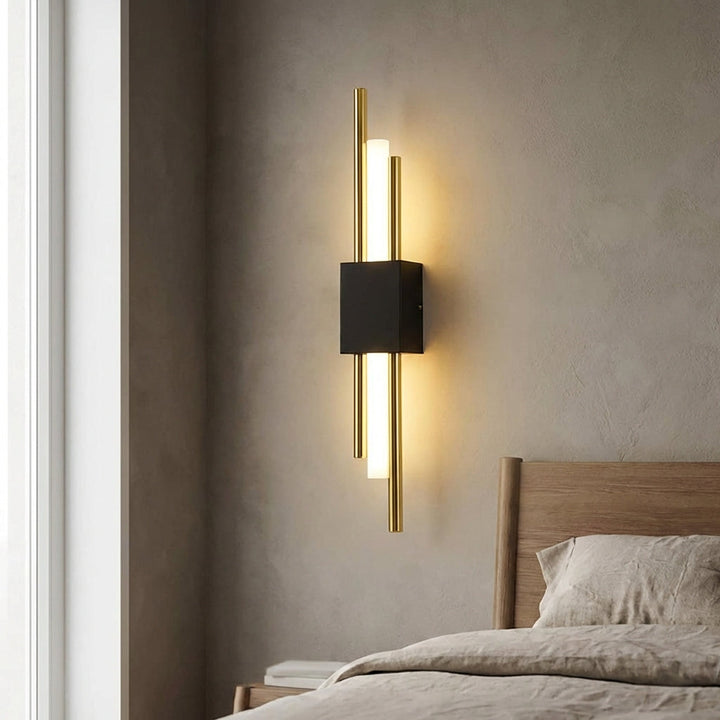 Modern vertical LED wall sconce by Glintory, slim profile ambient indoor lighting fixture.