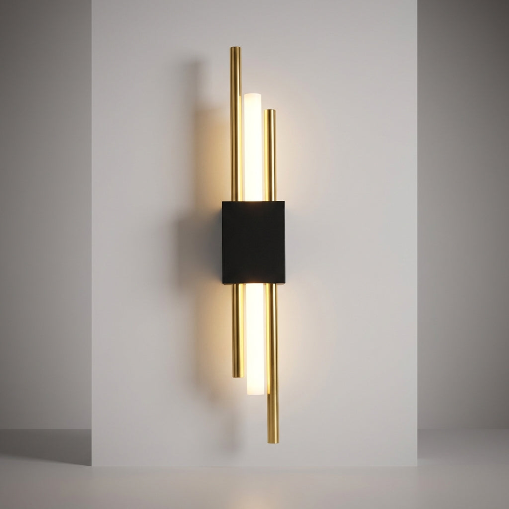 Glintory modern vertical wall sconce, elegant black LED indoor lighting for contemporary home decor.