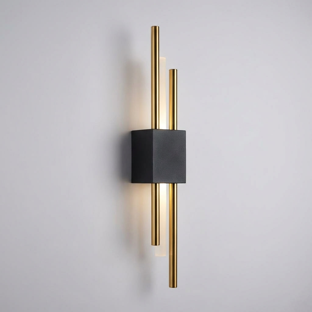 Indoor lighting: Modern black Glintory vertical wall sconce with energy-efficient LED technology.