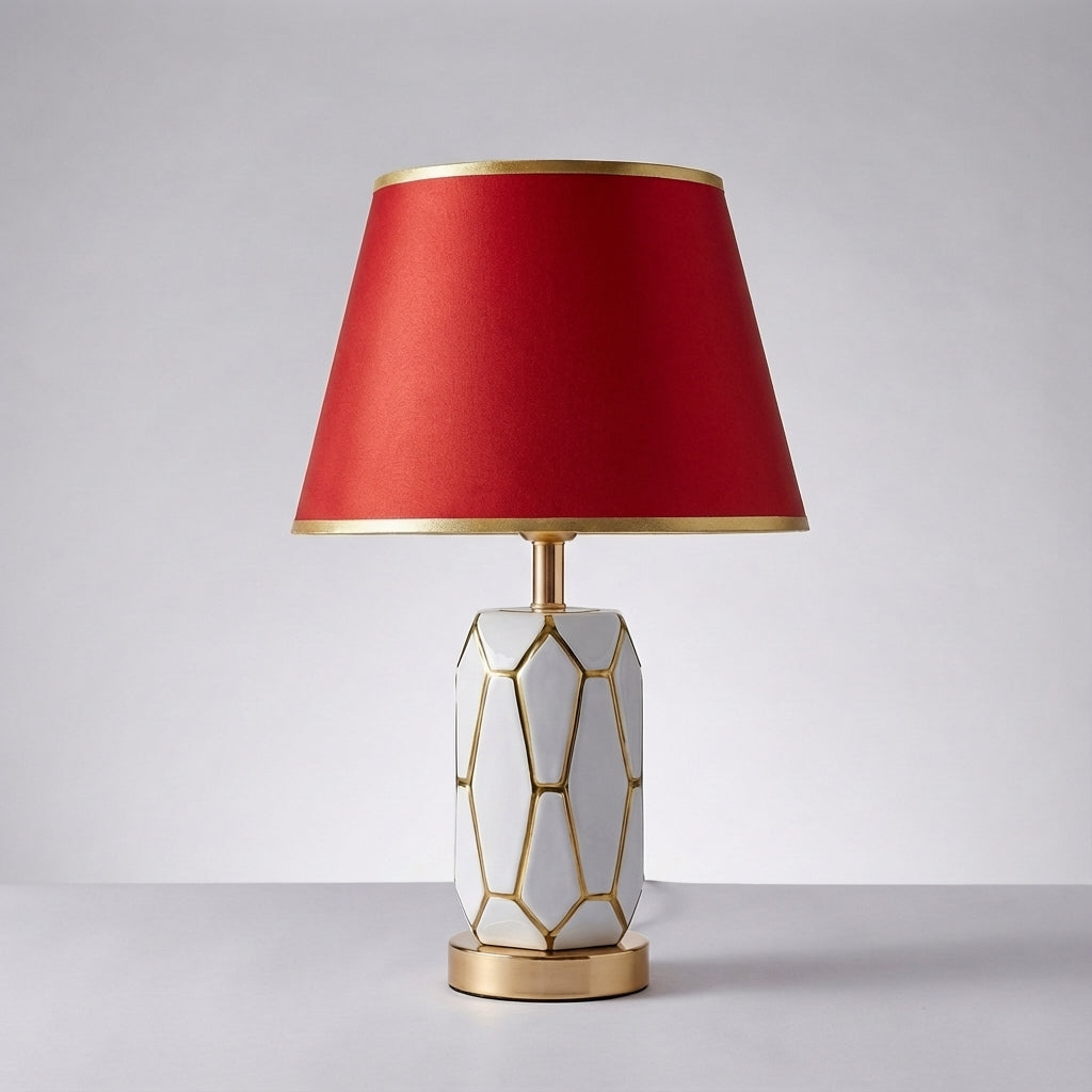 Elegant ceramic table lamp; a modern vintage desk light for contemporary or classic home interior design.