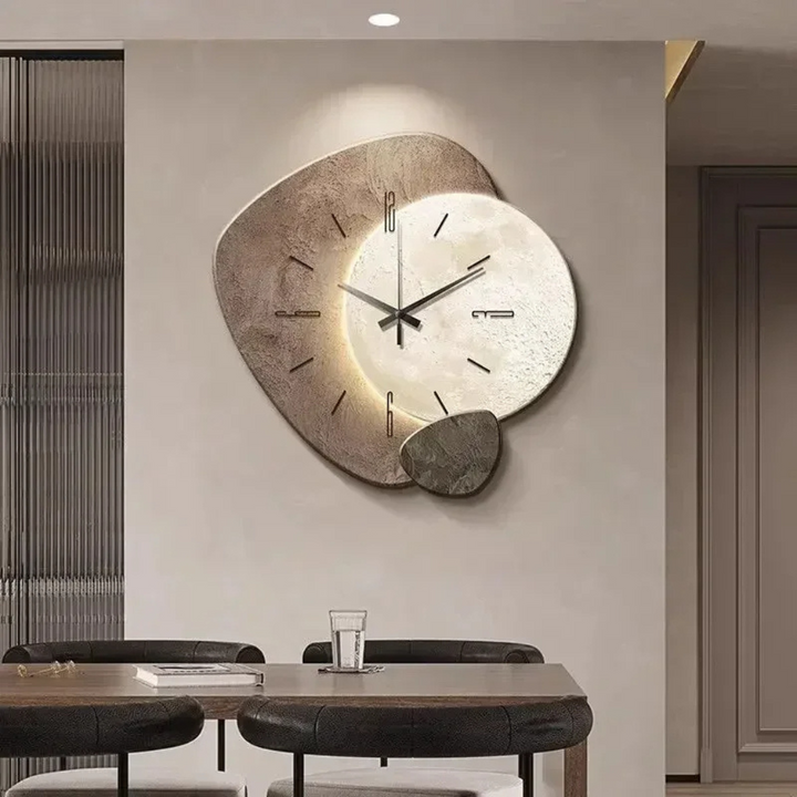 Sleek LED wall clock with dimmable light, a silent and contemporary design for your living room or bedroom.
