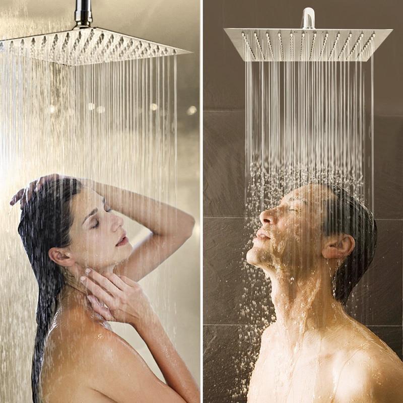 Luxurious RainFlow Ultra wall-mounted rainfall shower head for a modern bathroom spa experience.